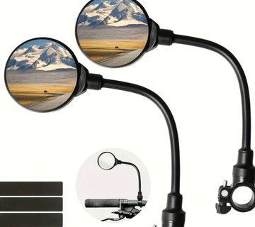 Комплект из 2 велосипедных зеркал UltraView с выпуклыми стеклянными линзами, возможностью поворота на 360 градусов, универсальные 31256322 фото