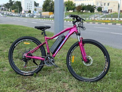 Велосипед 27.5" AL Formula eALPINA DD FR рама-17" рожево-синій  097236 фото