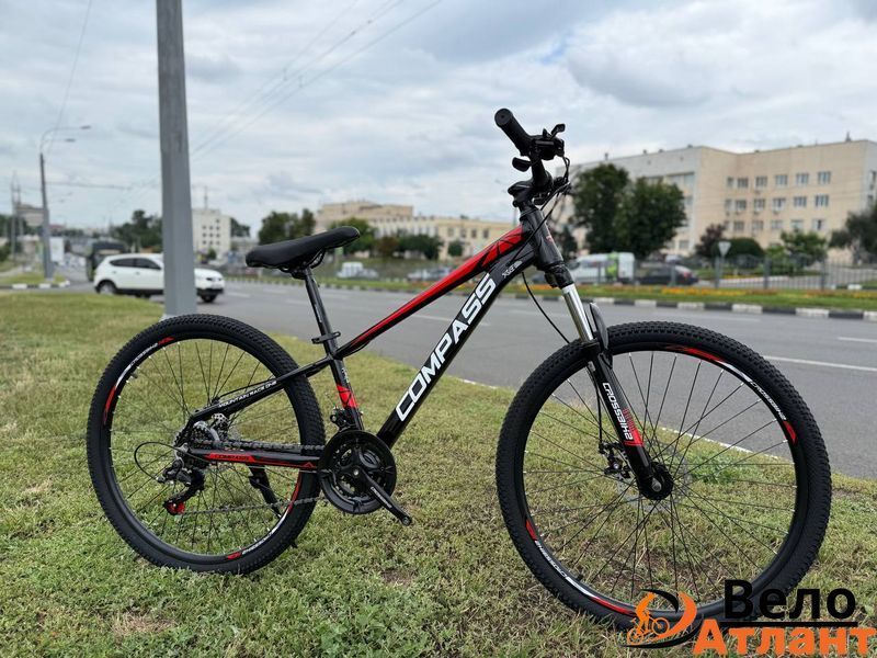 Велосипед CrossBike COMPASS 26" 12.5" Чорний-Червоний 006250 фото