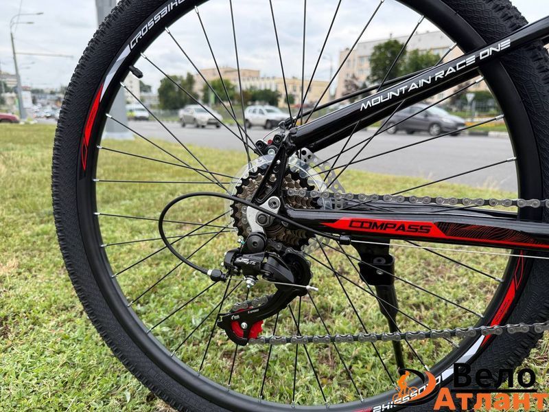 Велосипед CrossBike COMPASS 26" 12.5" Чорний-Червоний 006250 фото